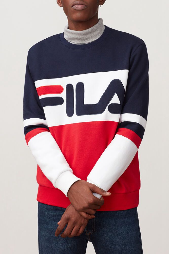 Fila Freddie Red/Navy/White Sweatshirt Mens - NZ 38927-HOLE